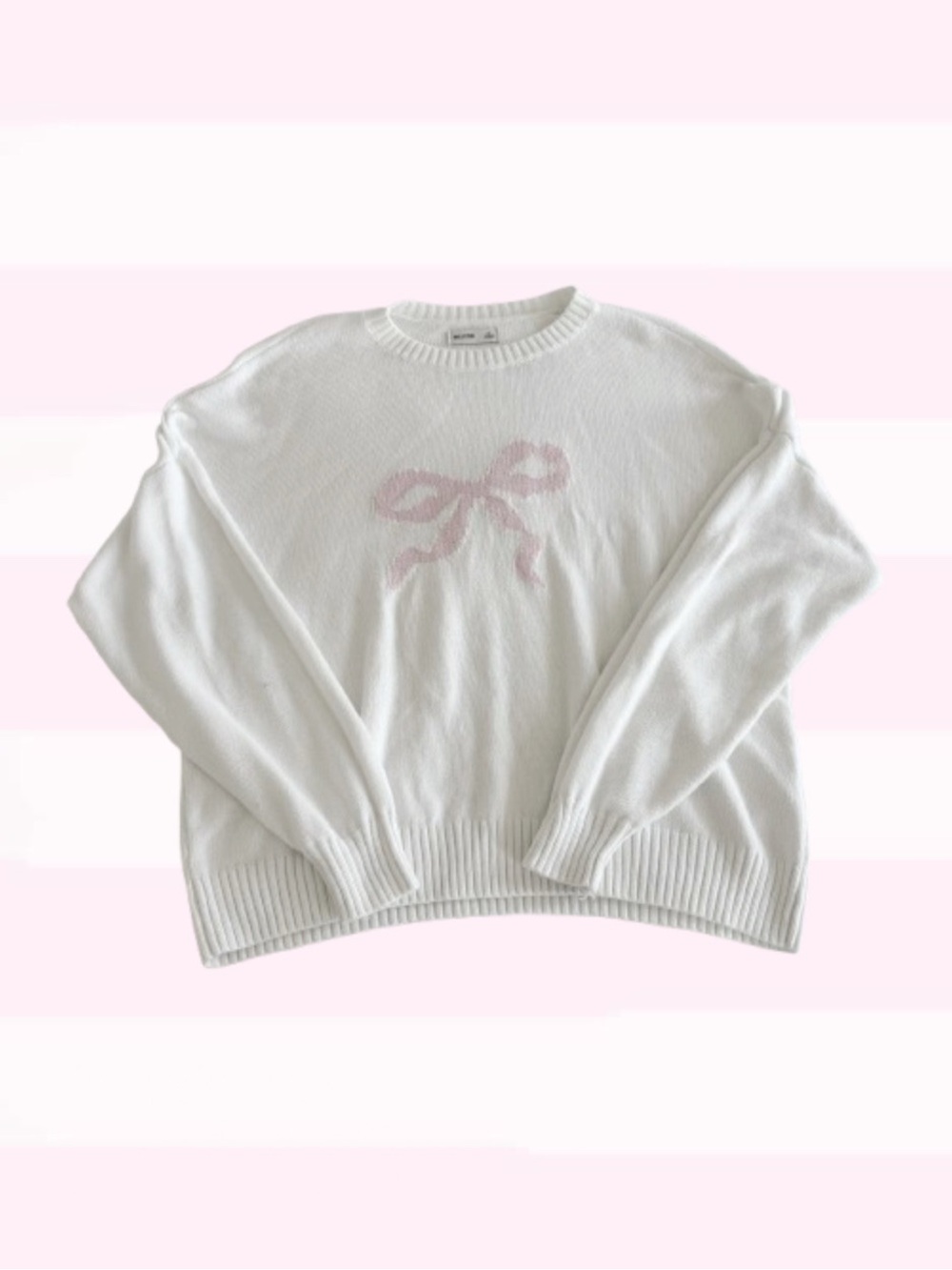 hollister white sweater with pink bow detail !!! 🦢